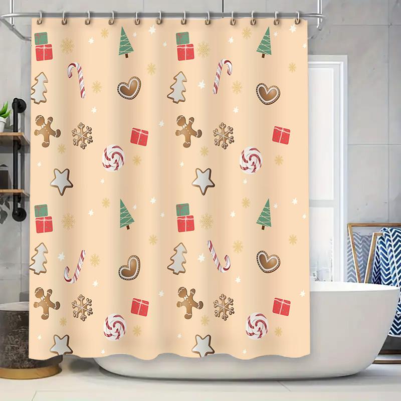 

Рождественская шторка для душа с дизайном пряничного человечка, подходящая для декора ванной комнаты, водонепроницаемый тканевый материал, доступна в 90x180cm