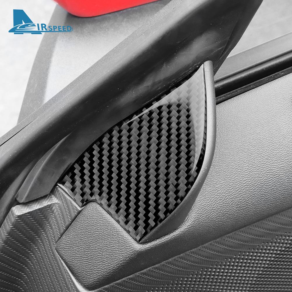 Real Soft Carbon Fiber Sticker For Ford Mustang GT Dark Horse EcoBoost 2024 2025 2026 LHD RHD Car Door Inner Triangle Panel Trim