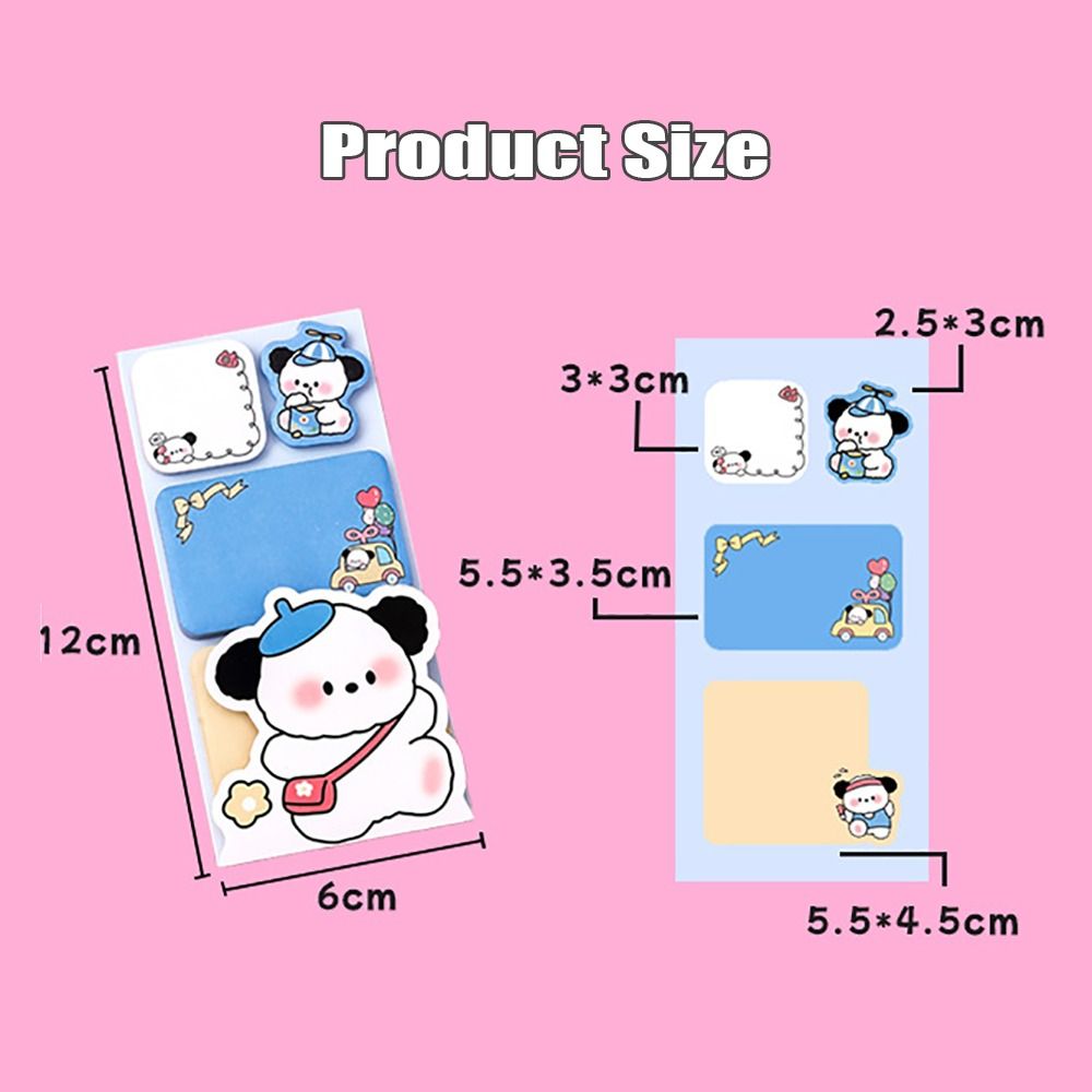 100Sheets Stationery Sticky Notes Cartoon Animals Message Notes Portable Notebook