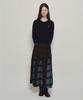Hombadittingjeu Hbt Check Pattern Flare Skirt (Brown-Blue)