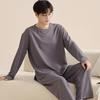 Nové pánské pyžamo Jaro Podzim Dlouhý rukáv Spací úbor Zima Bavlna Pulovr Jednobarevný Kulatý výstřih Ležérní Domácí oblek