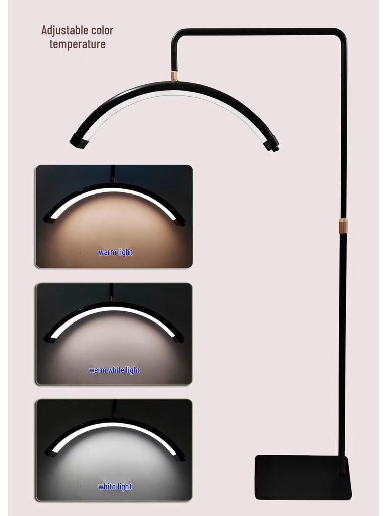 16-inch LED Beauty Light for Microblading, Manicure, Eyebrow Tattoo, Eyelash Extensions with Stepless Dimming U-Shaped Floor Design.