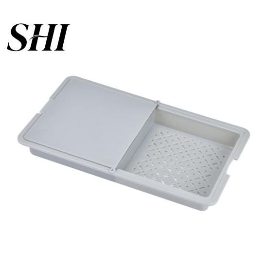Vegetable Cutting Board 180 Degrees Rotation Double-sided Drain Hole Storage Tray Flip-top Chopping Block Food Grade 3 in 1 Versatile Kitchen Gadget