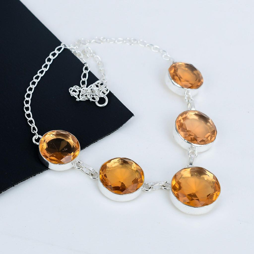 Dainty Morganite Gemstone Handmade 925 Sterling Silver Necklace, Morganite Silver Necklace For Wife, Unisex Necklace Party Wear Gift