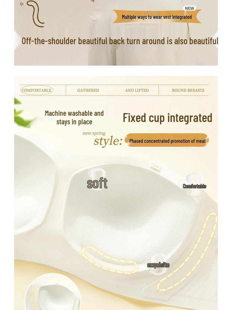 Non-Slip Seamless Push-Up Bandeau Bra for Small Chest – Invisible Strapless Cup, Anti-Exposure Design