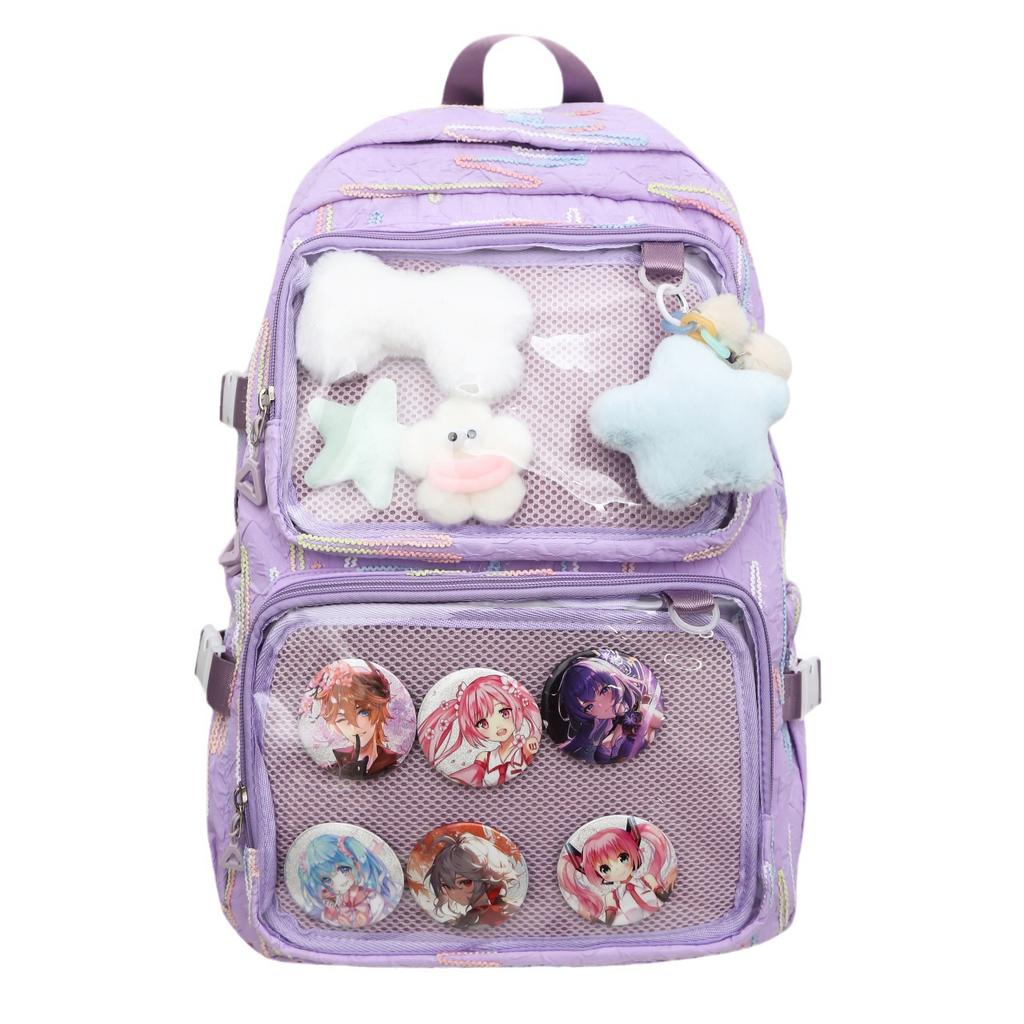 Junior High School Student Schoolbag Female Cute Fresh Large Capacity Backpack Japanese Ins Girl Transparent Shoulder Pain Bag