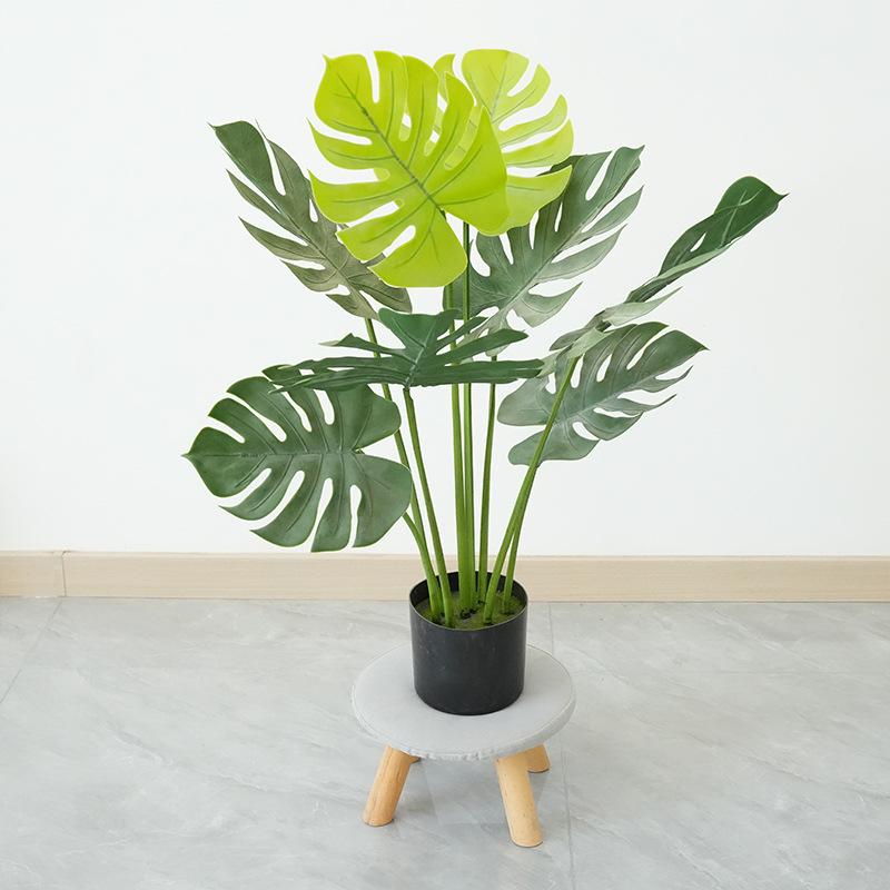 Nordic Style Artificial Monstera and Lily Tree Plant Arrangement for Living Room Decor