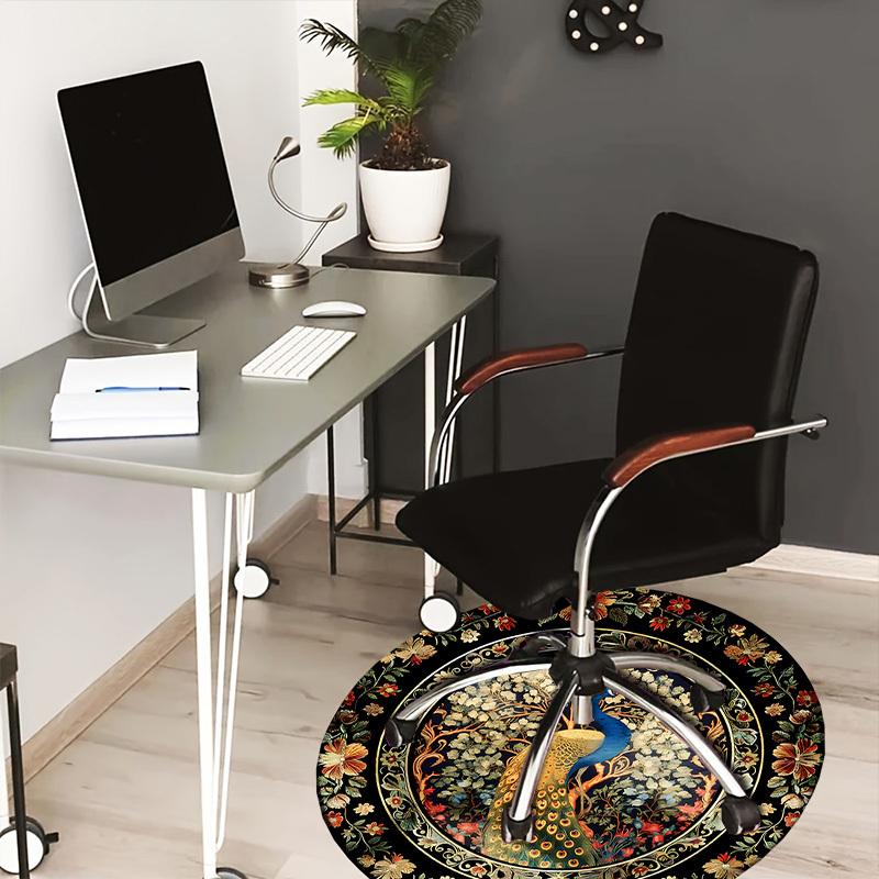 

1pc Carpet Chair Mats Peacock Floral Circular Artwork Perfect for Decorating Chairs, Polyester Carpet, for Living Room.YDT656 80cm by 80cm