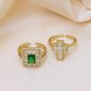 Copper Plated Zirconium Lucky Tree Cross Open Ring Women'S Light Luxury Design Hand Jewelry