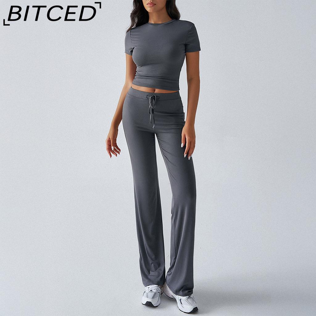 BITCED Women's Autumn/Winter Elegant Solid-Colour O-Neck Urban Casual Fashion Set