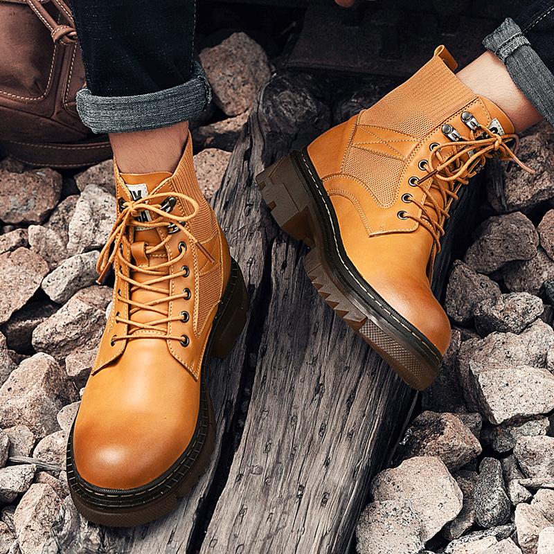 Spring Autumn Newest Men'S Boots Men Casual Shoes Outdoor Ankle Boots Fashion Leather Shoes Man Motorcycle Martin Boots Male Shoes