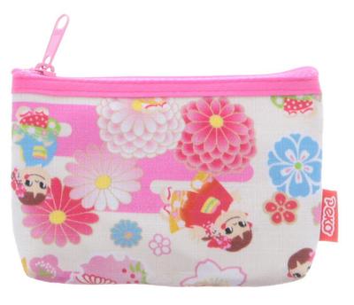 X Porta-cartões de Quioto com Zíper Peko-chan Creme,