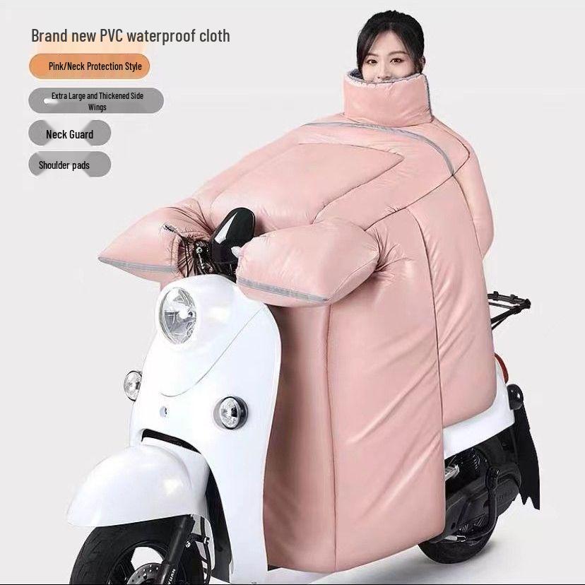 Extra Large Electric Vehicle Windshield & Motorcycle Knee Pads - Fleece Lined, Waterproof, Windproof & Battery Heated