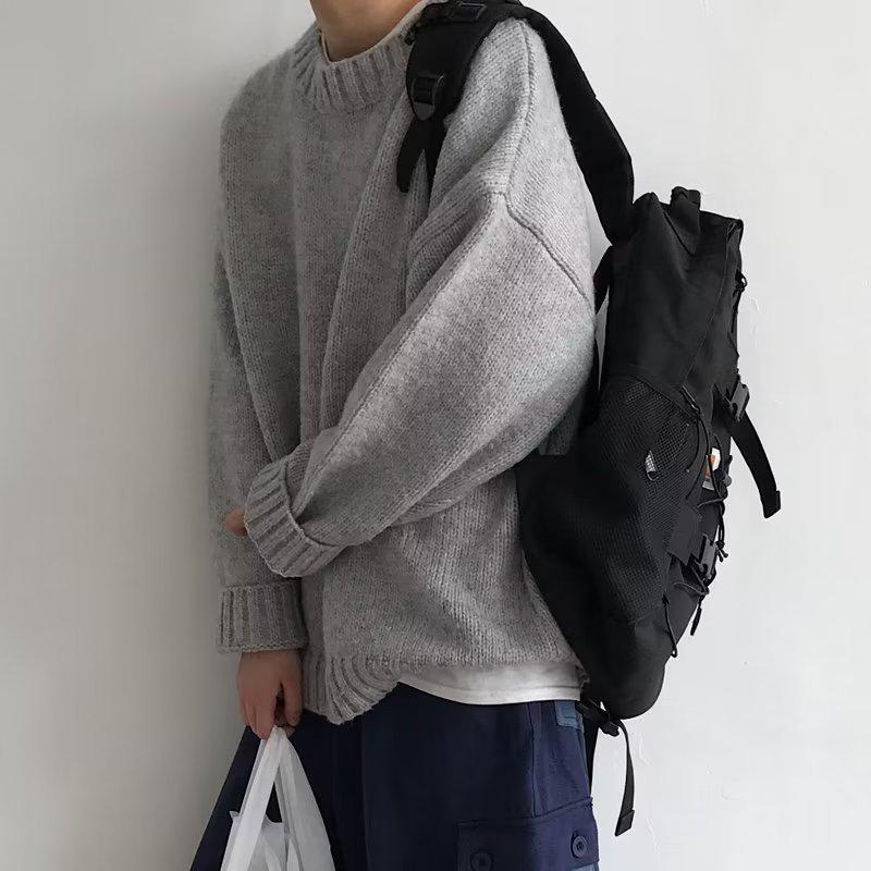 Unisexový japonský volný pletený zimní svetr - Trendy svetr s kulatým výstřihem pro muže a ženy