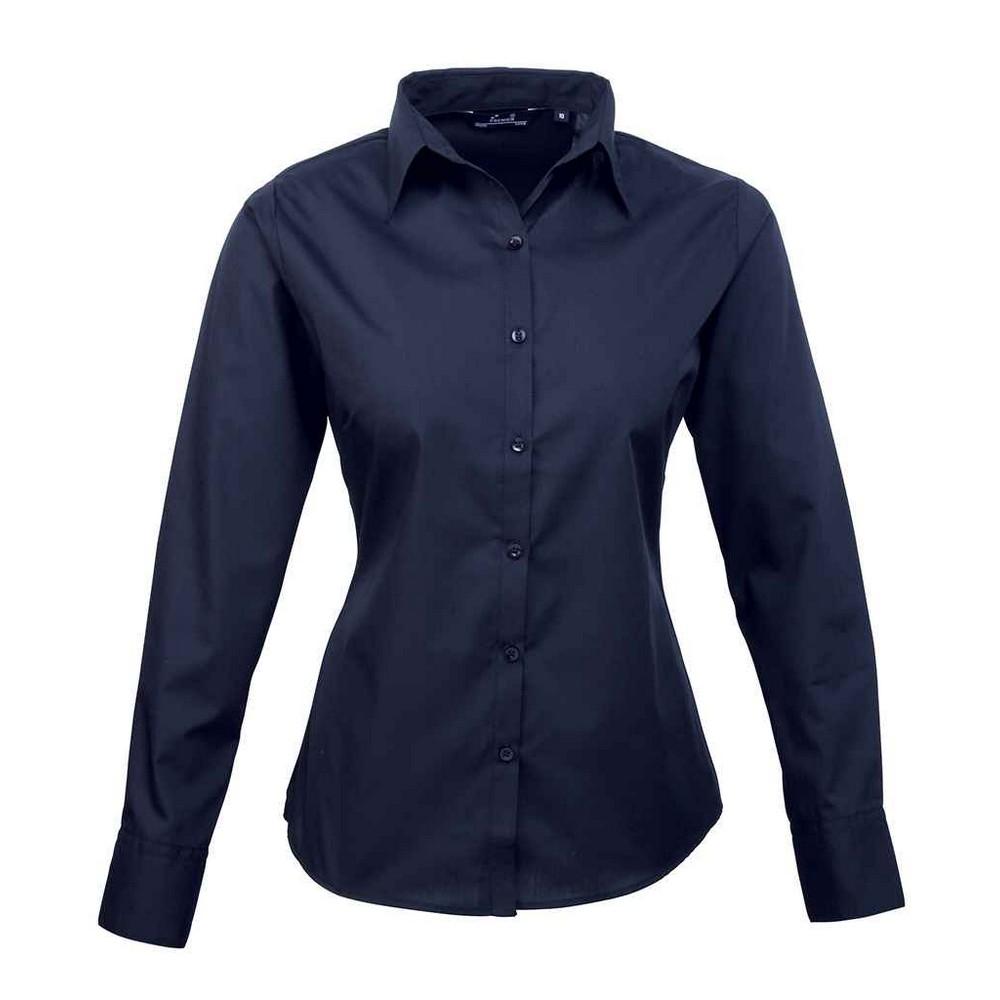 Premier Womens/Ladies Poplin Long-Sleeved Blouse
