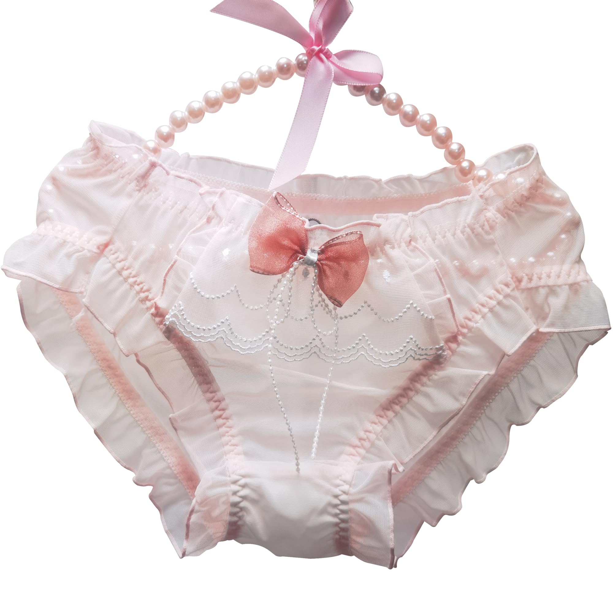 

Трусики EasyTalk Sexy с милыми и элегантными прозрачными и девичьими, мягкими и нежными к коже, дышащими и пушистыми, женским бантиком, кружевом, соблазнительным видом, розовый