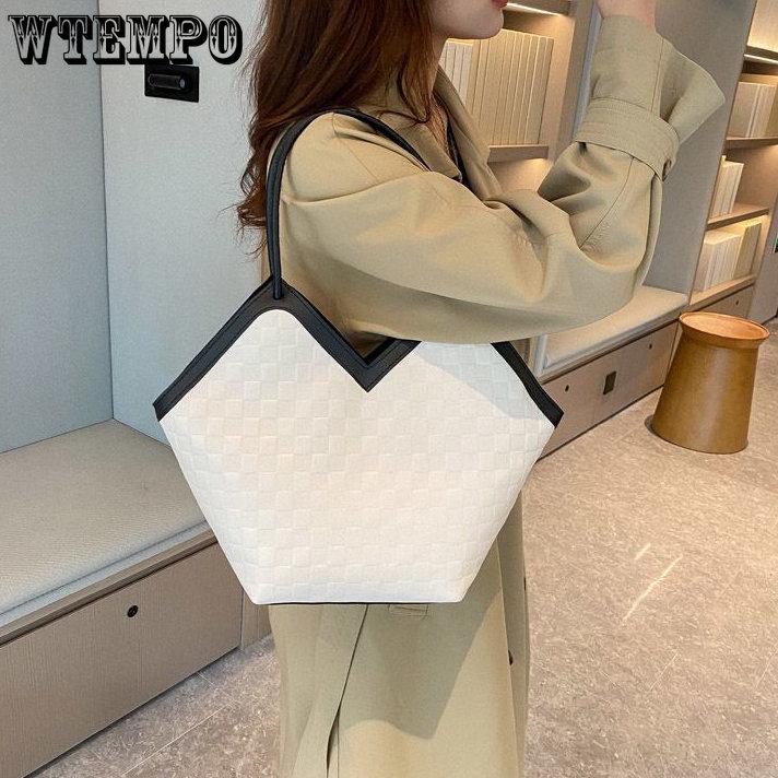 Elegant Texture Retro Handbag Color-blocking Large-capacity Tote Bag Women's Versatile One-shoulder Underarm Bag