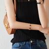 Women Half Turtleneck Lace Knit Camisole Elegant French Sleeveless White Slim Base Top Suit Inner Shirt