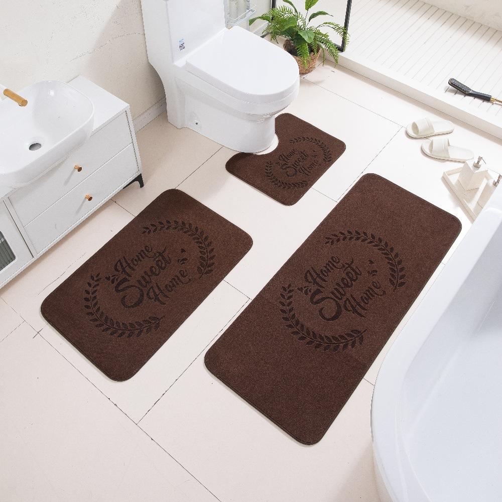 3D Carved Three-Dimensional Bathroom Floor Mat Toilet Three-Piece Non-Slip Absorbent Carpet