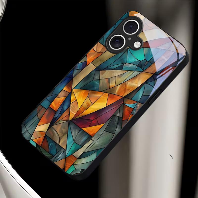 Chromatic Fragments Black Glass Phone Case For iPhone 17 Air 16 E 15 Plus 14 Pro Max 13 12 Mini 11 5 6 7 8 Plus XR X Back Cover