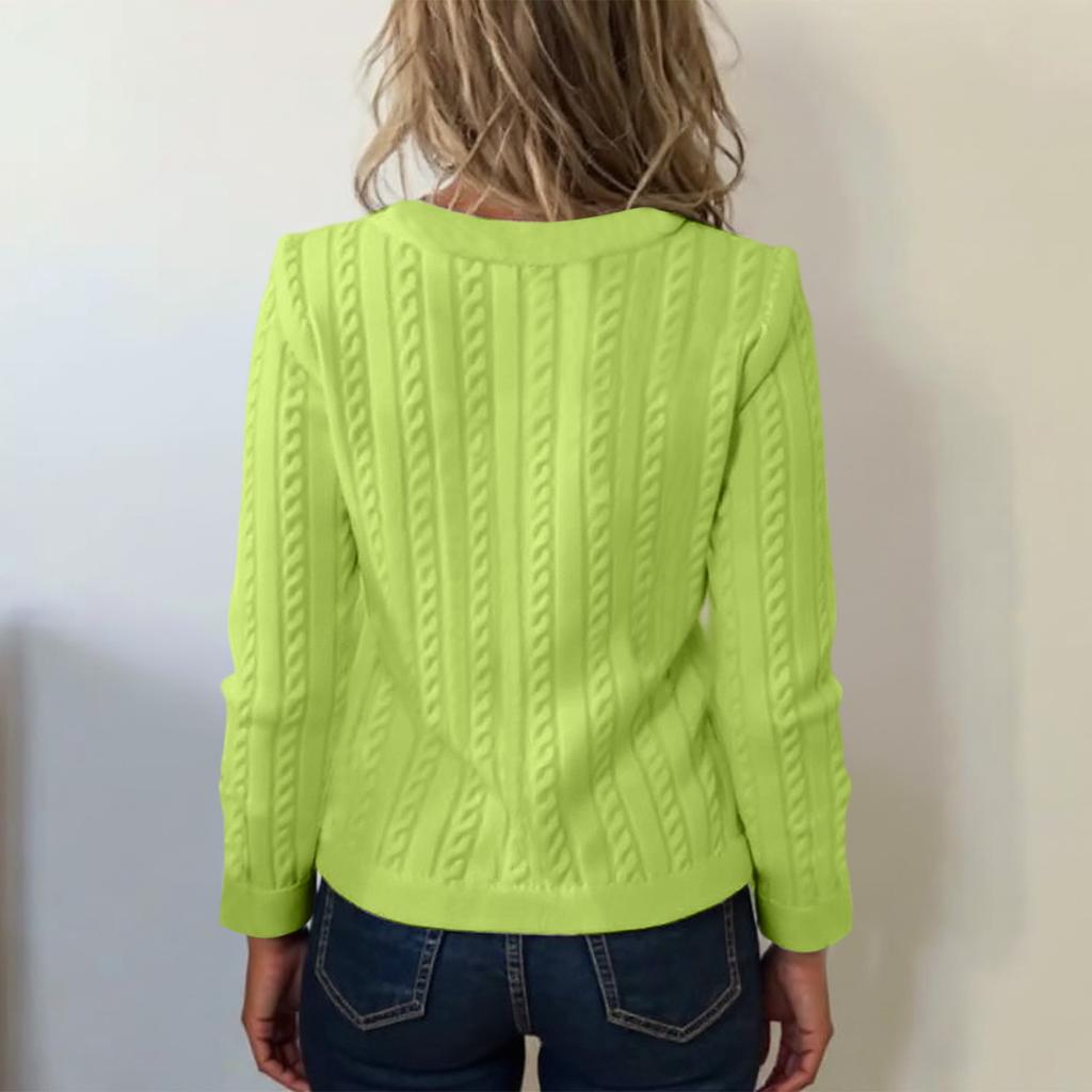 Women's Fashion Casual Single-Breasted Multi-Button Thickened Flower Loose Cardigan Round Neck Long Sleeve Knitted Cardigan Sweater Jacket