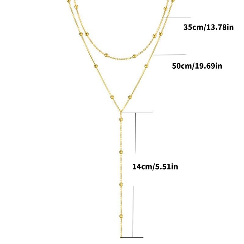 Elegant Geometric Tassels Layered Necklace Charming Gold/Silver Bead Necklace with Tassels For Casual And Romance Outfit