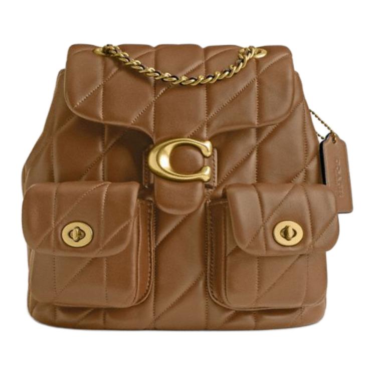 

Coach Tabby 21 Metal Logo Quilted Design Lambskin Leather Backpack Small Women Backpack Honey-Brown CU076-B4T7J Basic Set (Bag+Dust Bag)