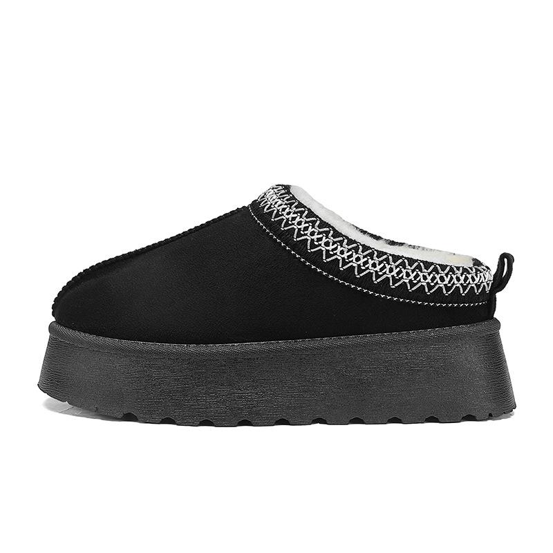 Cotton shoes, new large-size European and American thick-soled snow boots in autumn and winter, heightening and velvet to keep warm, wearing women'