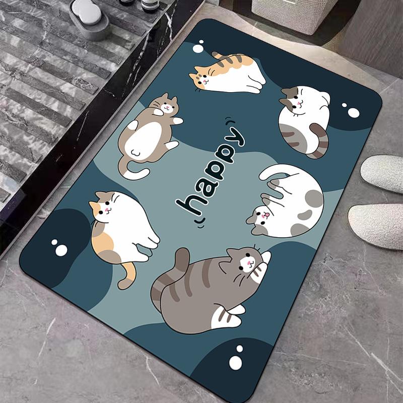 New Diatom Mud Mat Home Cartoon Carpet Toilet Moisture-wicking Foot Mat Easy To Clean Bathroom Mat Durable Durable