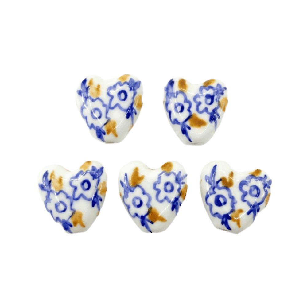 5pcs/set Double Sided Heart Shape Ceramic Beads Small Porcelain Beads Jewelry Making  Necklace