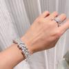 Italian High-end Jewelry Brand Retro Palace Wind Belt Diamond Brushed Four Leaf Clover Shell Agate Jade Bangle 18k Thick Gold Color Separation