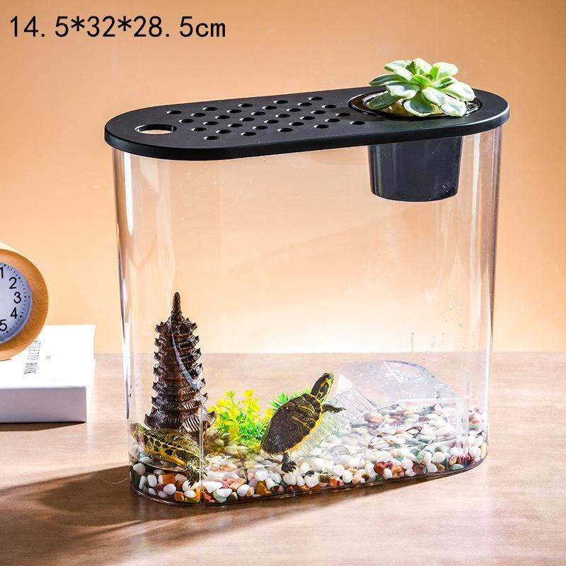 Transparent Micro Landscape Ecological Fish Turtle Tank Hydroponics Aquaponic Planter Breeding Box Aquariums Table Decoration