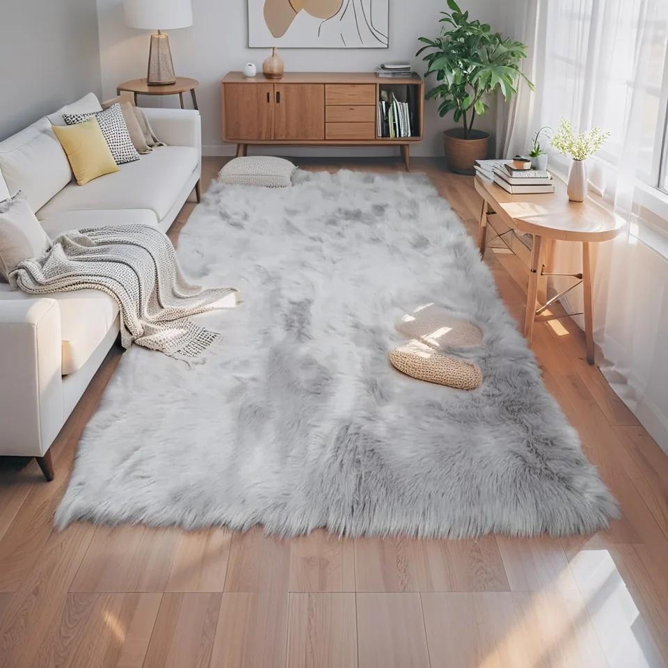 Faux Fur Carpet for Living Room Soft Imitation Sheepskin Rugs Bedside Floor Cushion Plush Fluffy Artificial Wool Mat Home Decor