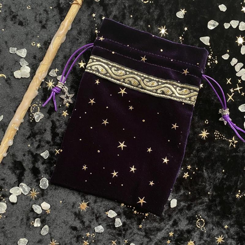 Velvet & Satin Drawstring Pouch for Ideal Size for Tarot & for Oracle Cards DND D&D Dungeons & Cards Accessories Jewelry