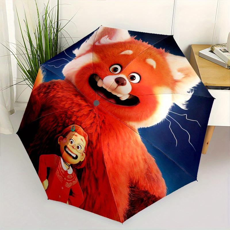 

Turning Red Design Durable Cartoon Folding Umbrella, Portable 3-Fold Compact Umbrella for Men and Women, Suitable for Travel or Daily Use.J0