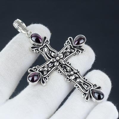 Pink Amethyst Gemstone Pendant Pink Amethyst Natural Gemstone Handmade 925 Sterling Silver Cross Pendant For Gifts Pendant For Her Jewelry