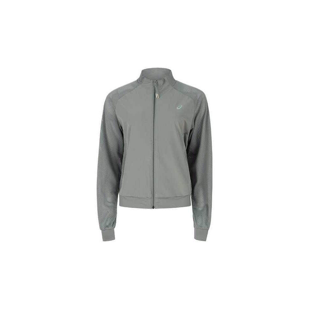 

ASICS Short Breathable Moisture-Wicking Quick-Dry Jacket Women jackets Gray-Green 2042A364-425 L