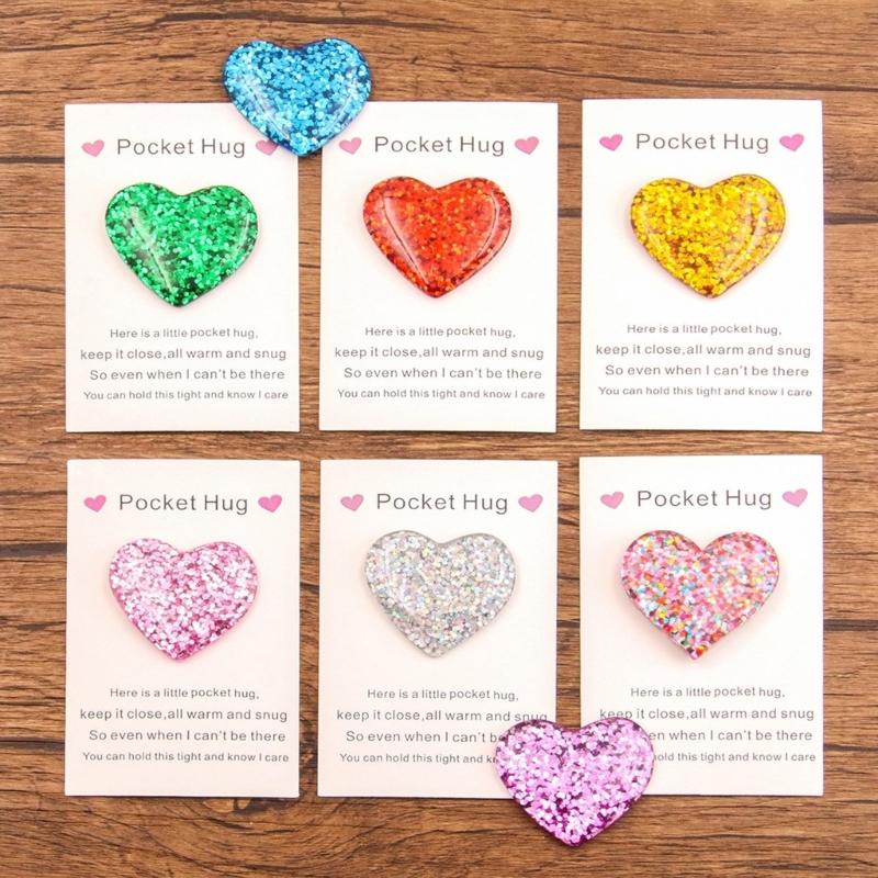 Pack of 3 Sophisticated Pocket Hug Heart Shape Ornament Pocket Hug Heart for Women Friend University School Gift