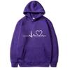 New Women's Casual Hoodie Autumn/winter Heartbeat Print Men's Loose Hoodie Couple Sweatshirt Women's Hoodie Top Streetwear