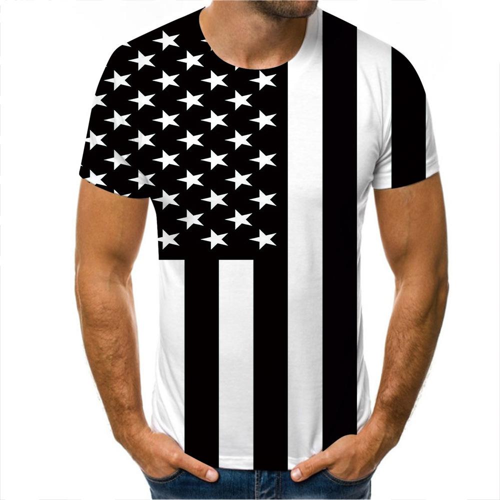 Men Summer Outfit Tee 3D Flag Money Print T Shirt Casual O Neck Short Sleeve Loose Tops Breathable Sportwear T Shirts