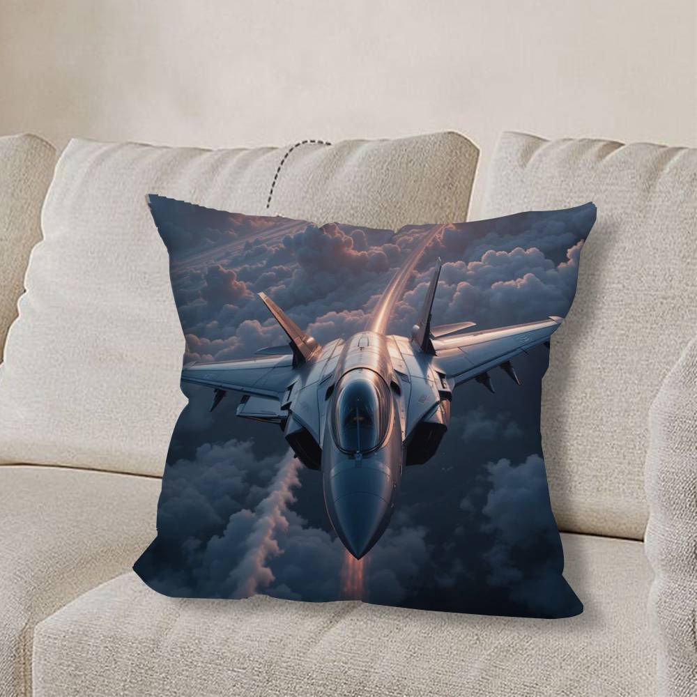 F-F35 F-Fighter Jets F22 Pillow Case Anti-dustmite Pillowcase Invisible Zipper Silky Short Plush Sofa Cushion Cover