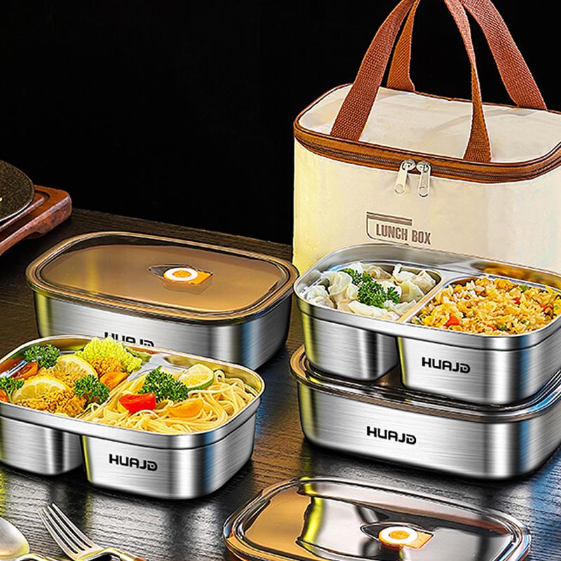 Rectangle 304 Stainless Steel Lunch Box 1200ml 2 Compartments Frigde Crisper High Quality Microwave Oven Heating Sealed Box 1200ml чёрный