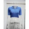 T-shirt tinta unita a maniche corte slim lavorata a maglia moda donna estiva