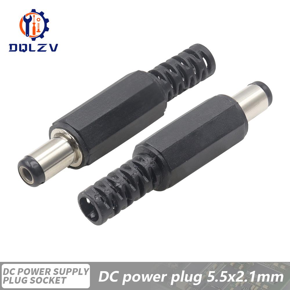 5.5*2.5mm DC Power Supply Male Plug Connector 5.5x2.1mm Female Metal Panel Mount Socket Jack DC Connectors Terminal Adapter