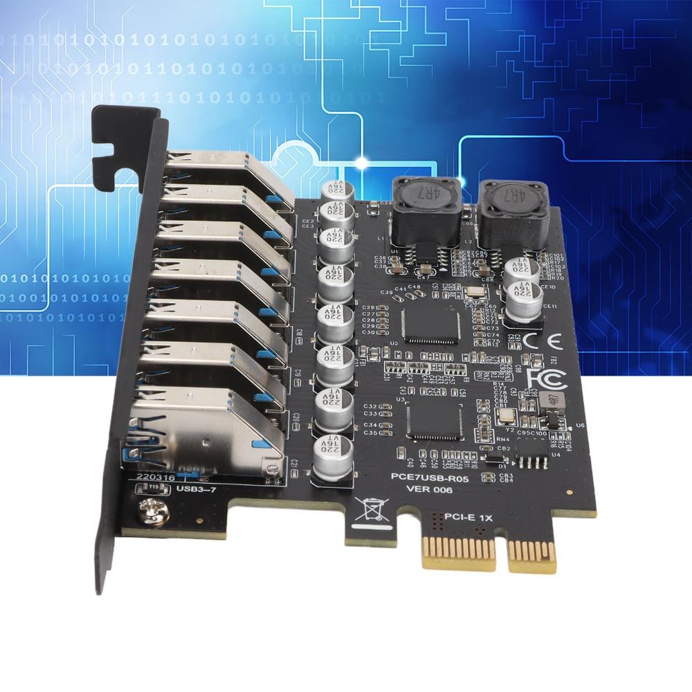 5Gbps PCIE Expansion Card USB 3.2 GEN1 7 Port PCIE Card PCIE To USB Card  PC Expansion