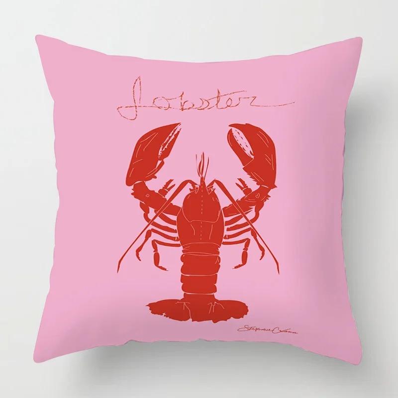 Home Decor Colorful Lobster Patterns Pillow Covers Pattern Cushion Cover Suitable For Sofa Bedroom Car Pillow Cover