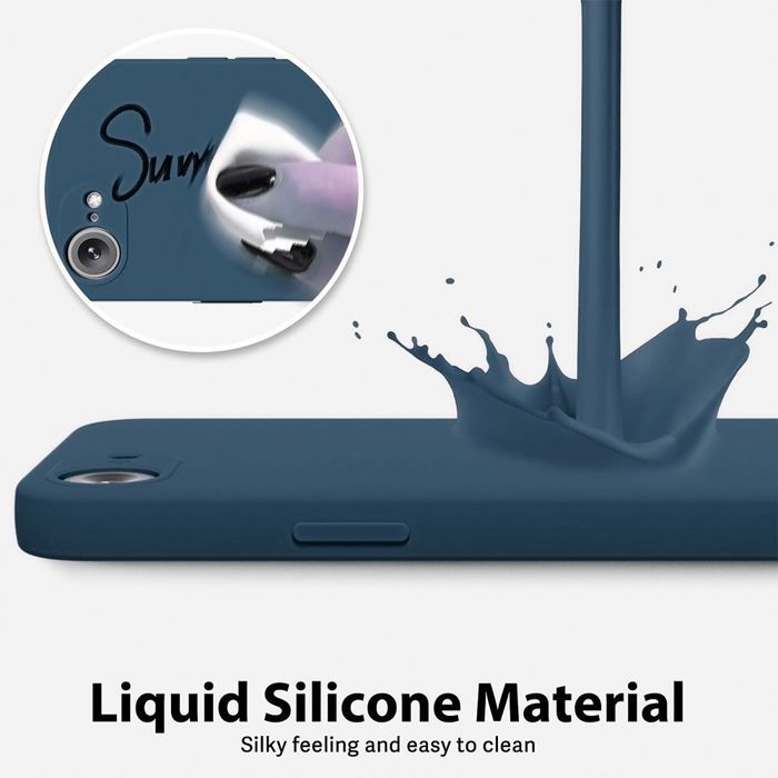 Coque pour iPhone 17e, Protection Silicone Liquide Ultra Slim Souple Bleu Marine - 2 Verres Trempés