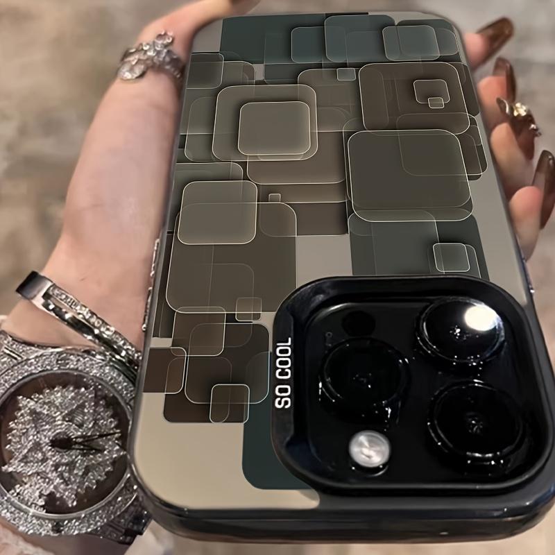 New geometric overlay pattern phone case for iPhone 16 15 14 13 12 11 Pro/ Max/Plus shock-proof rear cover anti-fingerprint
