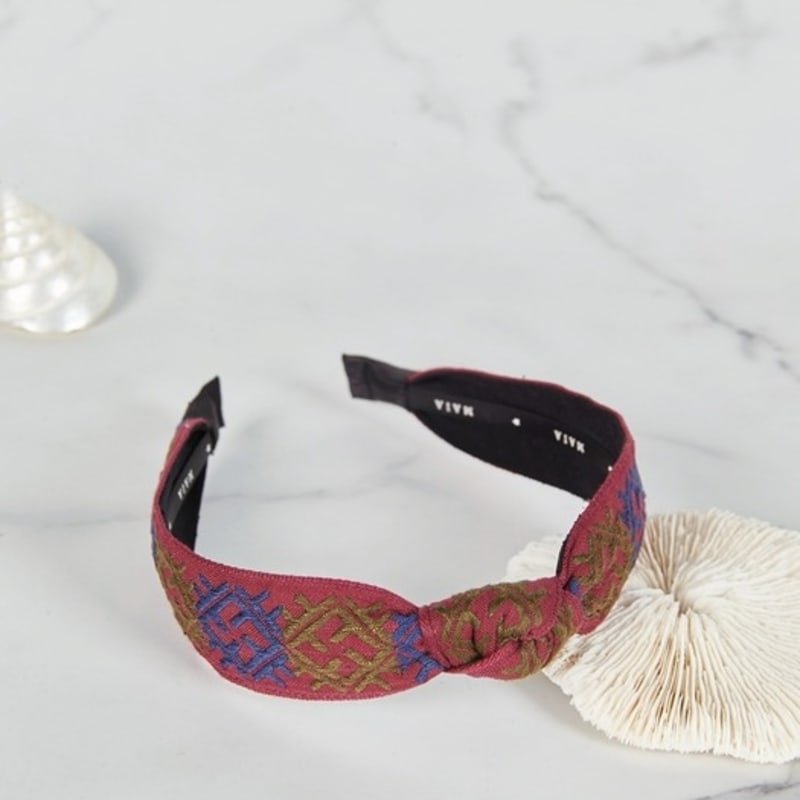 MAIA Pattern Jacquard Hairband - Wine