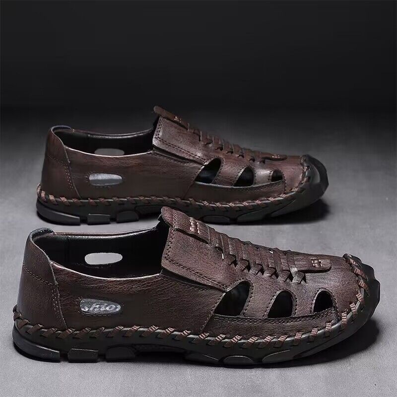 

Baotou sandals men s summer leather outer wear outdoor leisure sports large size hole shoes non-slip beach shoes 48